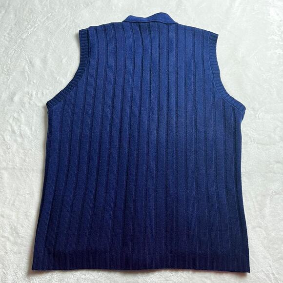 Montgomery Ward Vintage Cable Knit Sweater Acrylic Cardigan Vest Blue M/L - Picture 2 of 8